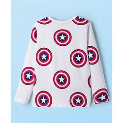 Pine Kids Marvel Single Jersey Knit Full Sleeves T-Shirts with Avengers Captain America Graphic Pack of 3 - White Blue & Red