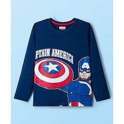 Pine Kids Marvel Single Jersey Knit Full Sleeves T-Shirts with Avengers Captain America Graphic Pack of 3 - White Blue & Red