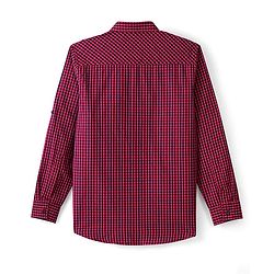 Pine Kids 100% Cotton Full Sleeves Checks Shirt With T-Shirt - Dark Red & White