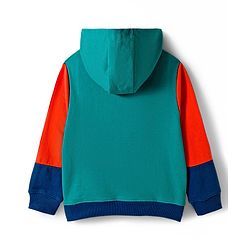 Pine Kids Knit Full Sleeves Hooded Sweatshirt With Badge Detailing & Kangaroo Pockets - Mint Green