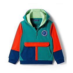 Pine Kids Knit Full Sleeves Hooded Sweatshirt With Badge Detailing & Kangaroo Pockets - Mint Green