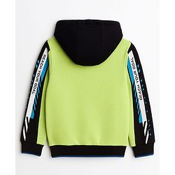 Pine Kids Full Sleeves Hooded Sweatshirt With Win Game Play Text & Kangaroo Pockets - Limegreen