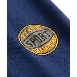 Pine Kids Knit Full Sleeves Hooded Sweatshirt With Basketball Print - Navy Blue