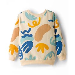Pine Kids Knit Full Sleeves Sweatshirt With Awesome Forever Text Print - Cream