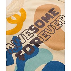 Pine Kids Knit Full Sleeves Sweatshirt With Awesome Forever Text Print - Cream