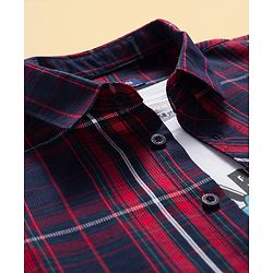 Pine Kids Cotton Woven Full Sleeves Check Shirt with Inner T-Shirt - Red & White