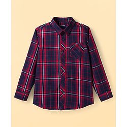 Pine Kids Cotton Woven Full Sleeves Check Shirt with Inner T-Shirt - Red & White