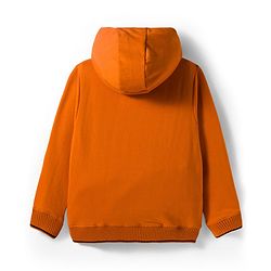 Pine Kids Knit Full Sleeves Hooded Sweatshirts With Colorado Text Print - Orange