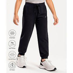 Pine Active Knit Full Length Super Stretch Solid Coloured Track Pant - Black