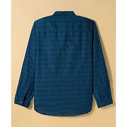 Pine Kids Cotton Woven Full Sleeves Checks Shirt with T-Shirt - Dark Green