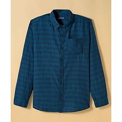 Pine Kids Cotton Woven Full Sleeves Checks Shirt with T-Shirt - Dark Green