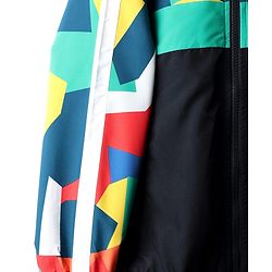 Pine Active Woven Athleisure Full Sleeve Jacket with Abstract Print - Black