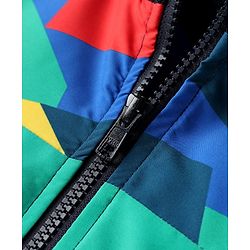 Pine Active Woven Athleisure Full Sleeve Jacket with Abstract Print - Black