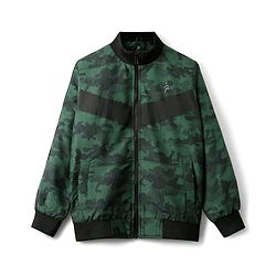 Pine Active Woven Full Sleeve Jacket with Abstract Print - Green