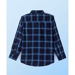 Pine Kids Cotton Woven Full Sleeves Checkered Shirt with Inner Tee - Navy Blue