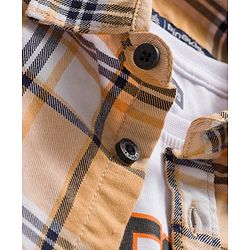 Pine Kids Cotton Woven Full Sleeves Checks Shirt With T-Shirt - Multicolour