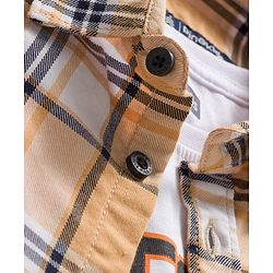 Pine Kids Cotton Woven Full Sleeves Checks Shirt With T-Shirt - Multicolour
