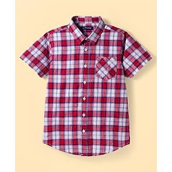 Pine Kids Cotton Woven Half Sleeves Checks Shirt With T-Shirt - Multicolour