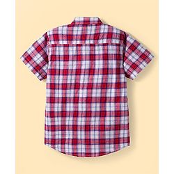 Pine Kids Cotton Woven Half Sleeves Checks Shirt With T-Shirt - Multicolour