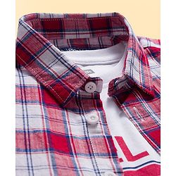 Pine Kids Cotton Woven Half Sleeves Checks Shirt With T-Shirt - Multicolour