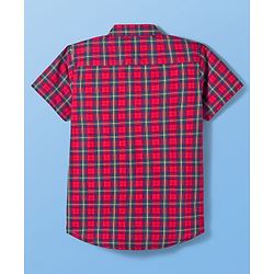 Pine Kids Cotton Woven Half Sleeves Checkered Shirt With T-Shirt - Red