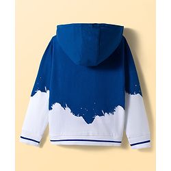 Pine Kids Marvel Fleece Knit Full Sleeves Hooded Sweatshirt With Captain America Graphics & Foil Print Detailing - Blue & White