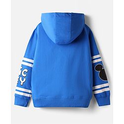 Pine Kids Disney Terry Knit Drop Shoulder Full Sleeves Oversized Hooded Sweatshirt With Mickey & Friends Graphics - Blue