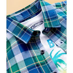 Pine Kids Cotton Woven Full Sleeves Checks Shirt With Printed T-Shirt - Navy Blue
