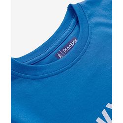 Pine Kids Cotton Knit Full Sleeves T-Shirt With Sky High Text Print - Blue