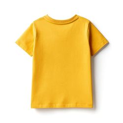 Pine Kids Cotton Knit Half Sleeves T-Shirt With Imagination Text Print - Golden