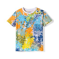Pine Kids Cotton Knit Half Sleeves T-Shirt with Abstract Print - Multicolor