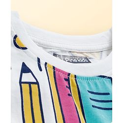 Pine Kids Cotton Knit Half Sleeves T-Shirt with Print - White