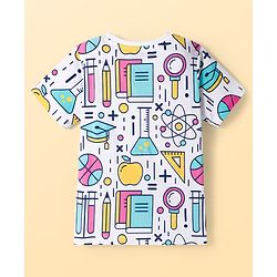 Pine Kids Cotton Knit Half Sleeves T-Shirt with Print - White