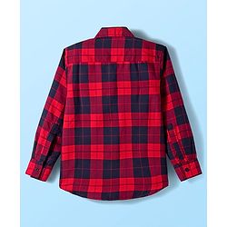 Pine Kids Cotton Woven Full Sleeves Checkered Shirt With T-Shirt - Red