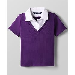 Pine Kids Cotton Knit Half Sleeves Solid Color Collar Top - Purple