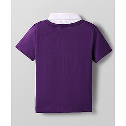 Pine Kids Cotton Knit Half Sleeves Solid Color Collar Top - Purple