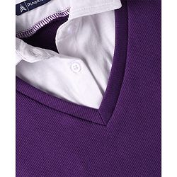 Pine Kids Cotton Knit Half Sleeves Solid Color Collar Top - Purple
