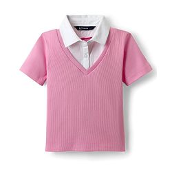 Pine Kids Cotton Knit Half Sleeves Solid Color Collar Top - Purple