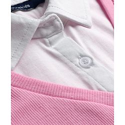 Pine Kids Cotton Knit Half Sleeves Solid Color Collar Top - Purple