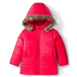 Pine Kids Woven Full Sleeves Solid Color Padded Jacket with Detachable Hood - Red
