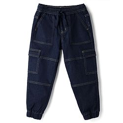 Pine Kids Denim Woven Full Length Washed Jeans - Navy Blue