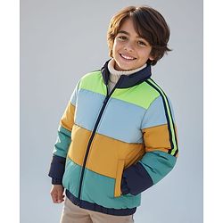 Pine Kids Woven Full Sleeves Padded Jacket with Cut & Sew Design - Multicolor