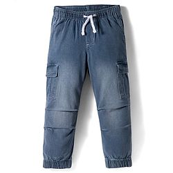 Pine Kids Denim Woven Full Length Washed Jeans With Pocket - Blue