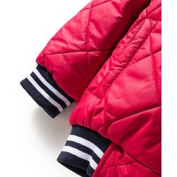 Pine Kids Woven Full Sleeves Solid Color Hooded Padded Jacket with Text Embroidery - Red