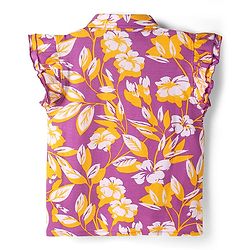 Pine Kids Sleeveless Floral Printed Top With Collar Neck - Pink