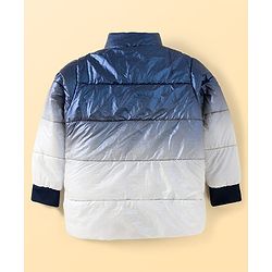 Pine Kids Woven Full Sleeves Front Open Padded Jacket with Ombre Colors - Blue