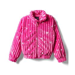 Pine Kids Woven Full Sleeves Winter Jacket With Star Print - Dark Pink