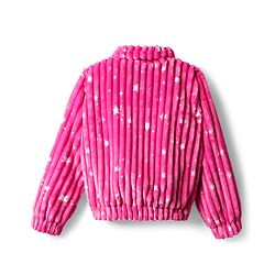 Pine Kids Woven Full Sleeves Winter Jacket With Star Print - Dark Pink