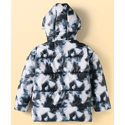 Pine Kids Woven Full Sleeves Tie & Dye Printed  Hooded Padded Jacket  - Navy Blue