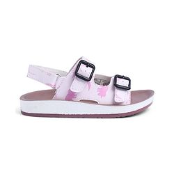 Pine Kids Sandals with Velcro Closure & Animal Print - Pink